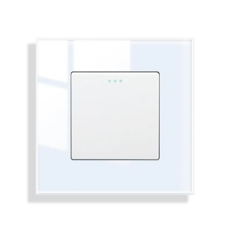 Single Light Switch Glass White 1 Gang 1 Way Rocker Button Switch Modern Crystal Wall Panel,10A,250V