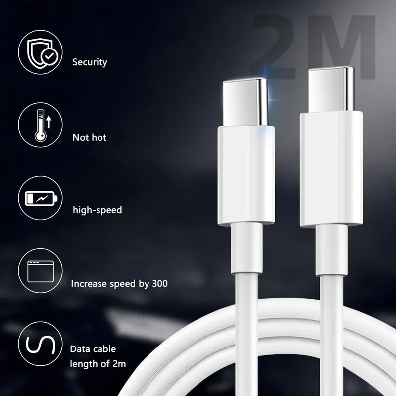 Адаптер питания USB-C 25W (Евровилка) + Кабель 2м, Быстрая зарядка для iPhone 15/Samsung, Белый