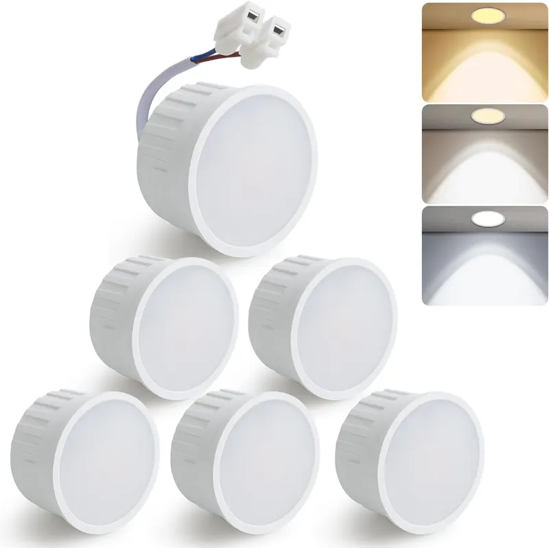 Ультратонкие LED-модули HCFEI (6 шт) 5W 230V, Замена ламп GU10/MR16, Глубина 24мм, IP44