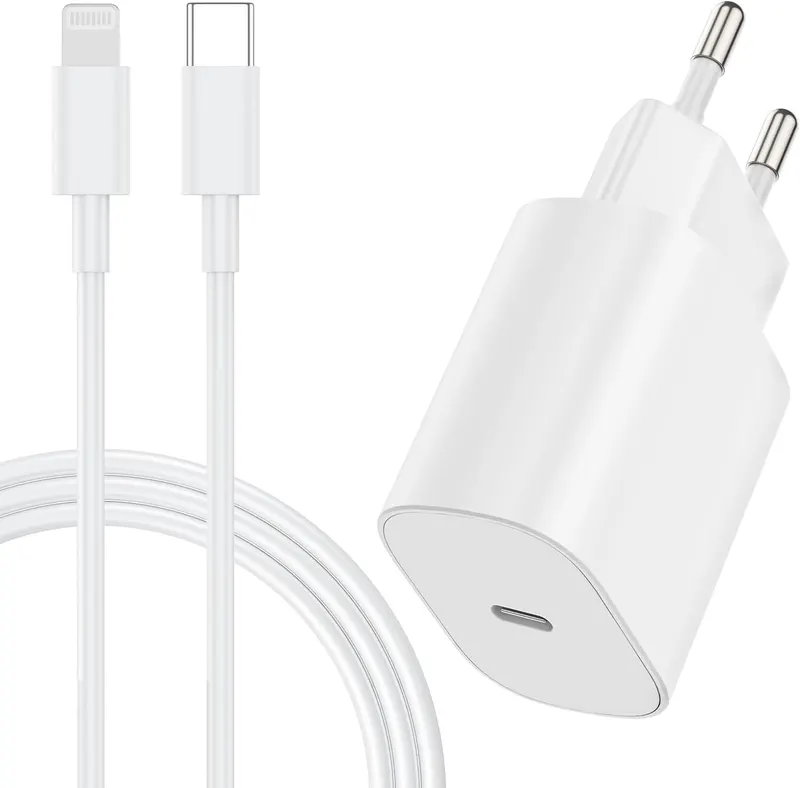 Зарядний пристрій USB-C 20W + Кабель Lightning (2 метри), Швидка зарядка для iPhone 14/13/12/11