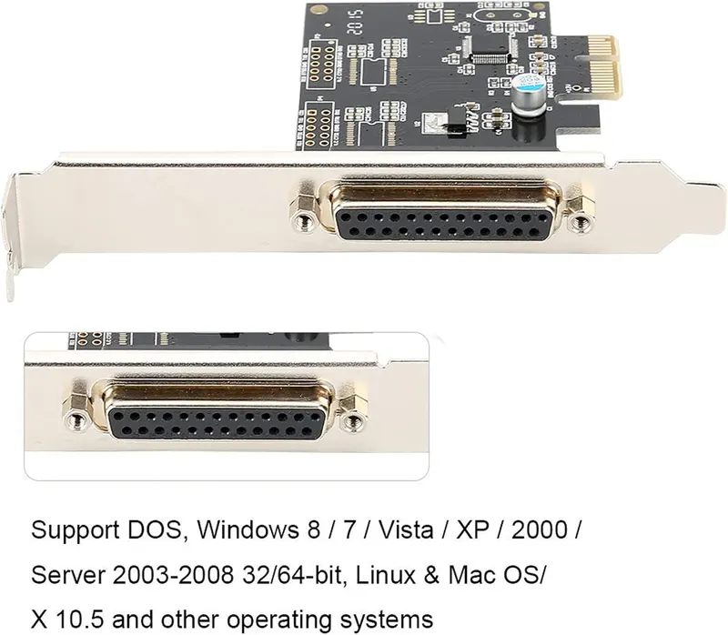 PCIE Parallel Port Card, PCI Express Single Parallel Port Card, Print Port LPT PCIE LPT Printer Card Adapter DB25 for Printers Programmers Scanners