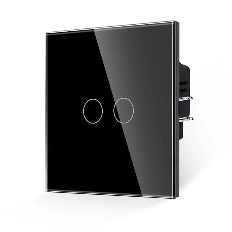 Touch Light Switch Glass Panel with Black and Status LED Double 1 Way Button Switch Light Switch AC 240 V 300 W