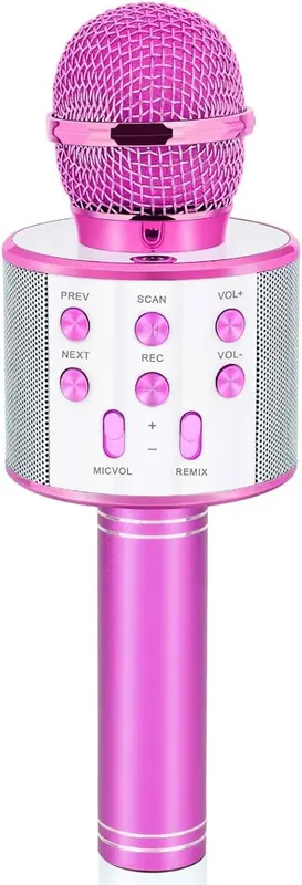 Детский караоке-микрофон (Беспроводной), Изменение голоса, Bluetooth колонка, Фиолетовый