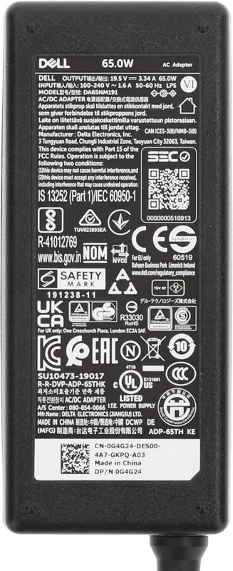 19.5V 3.34A 65W Slim Black Power Adapter with 4.5mm x 3.0mm Pin Size Charger