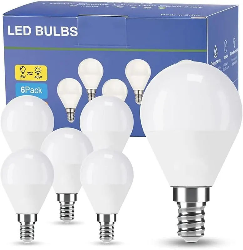 Набір LED ламп E14 6W ( 50W) G45 Куля, Тепле біле 3000K, 6 штук
