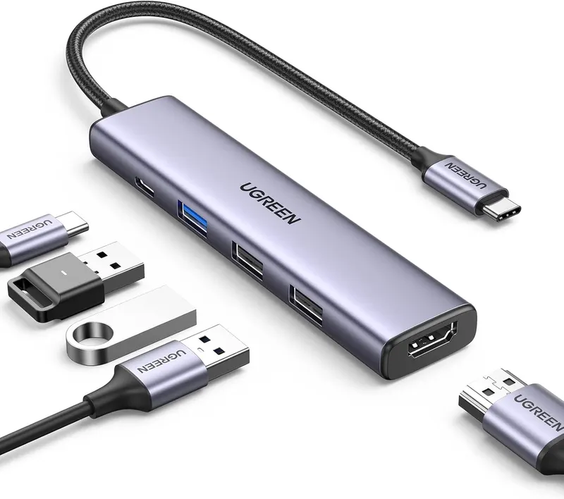 USB-C Хаб UGREEN Revodok 5-в-1: 4K HDMI, 100W PD, 3x USB-A, Алюмінієвий
