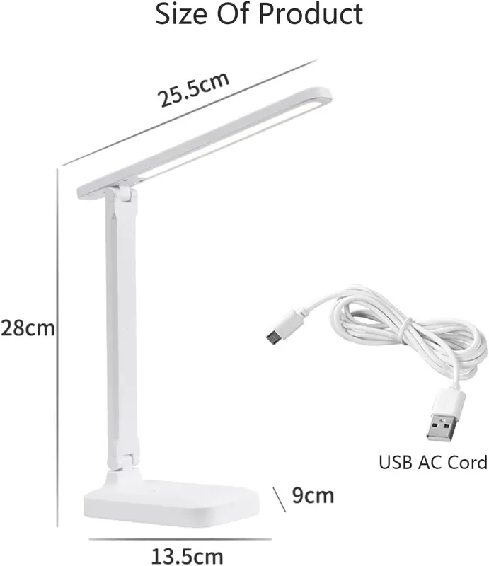 Настільна LED лампа для школяра Clover (Складана), Акумуляторна, USB порт, Сенсорна