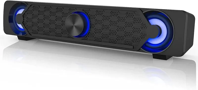 Компьютерная колонка-саундбар Smalody (USB), Игровой звук 2.0, LED подсветка, Черный