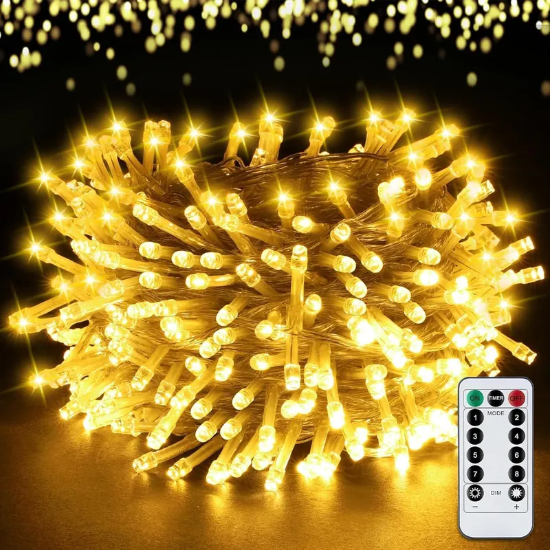 Уличная гирлянда 30 метров (300 LED) с пультом и таймером, Расширяемая, IP44