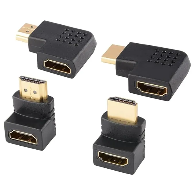 Угловые адаптеры HDMI 90° и 270° (Набор 4 шт), 4K, Для настенного крепления ТВ