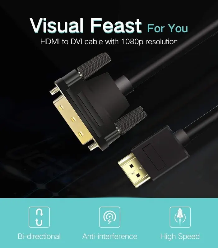 Переходник-кабель HDMI на DVI (Двунаправленный), 20 см, ANNNWZZD, 1080p