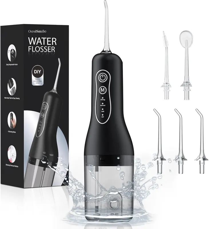 Іригатор для ротової порожнини портативний (260 мл, 5 насадок), IPX7, Акумуляторний