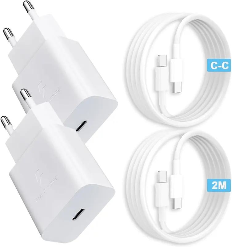 Набір зарядок 25W для Samsung (2 блоки + 2 кабелі 2.0м), Super Fast Charging, Білий