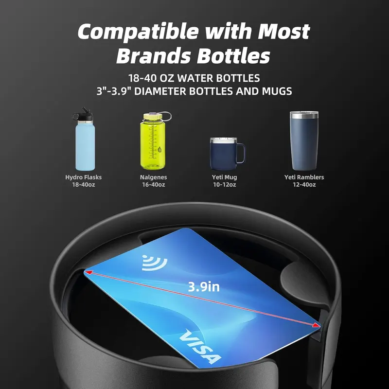 TYKOR Car Cup Holder Expander, Cup Holder Expander for Cars with Expandable Base, Fits Large Drink Bottles 0.5-1.4 L (7-10.5 CM)
