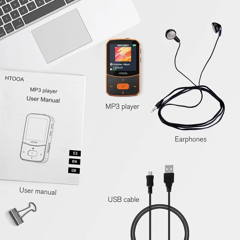 MP3-плеер спортивный с клипсой (Bluetooth 5.0), 16GB + Слот SD, Диктофон, FM-радио
