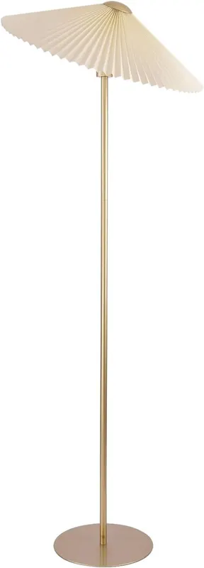 KUNJOULAM Pleated Floor Lamp, Gold Pole Floor Lamps, Simple Design, High Lamp with Beige Lampshade, Floor Lamp for Living Room, Bedroom, Office, Home