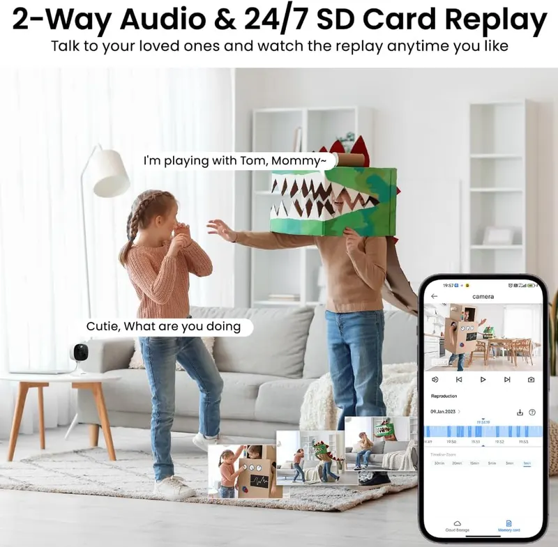 Комплект умных камер видеонаблюдения 2 шт (Indoor 2K), Няня/Питомец, Wi-Fi, 360°