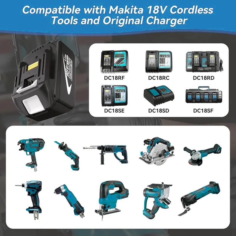 Акумулятор для Makita 18V 5000mAh (Набір 2 шт), Заміна BL1850B/BL1860B, Li-ion