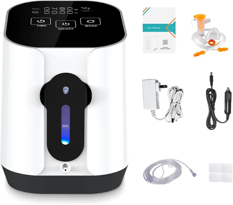 Creliver Portable Oxygen Concentrator, 1-4L/min 90%~30% Adjustable with Anion Function, 45dB Low Noise, Oxygen Generator for Home and Travel Car Use