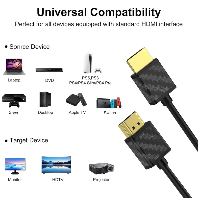 Кабель HDMI 2.0 (4K 60Hz), 1 метр, 2 шт в наборе, Плетеный, SOEYBAE