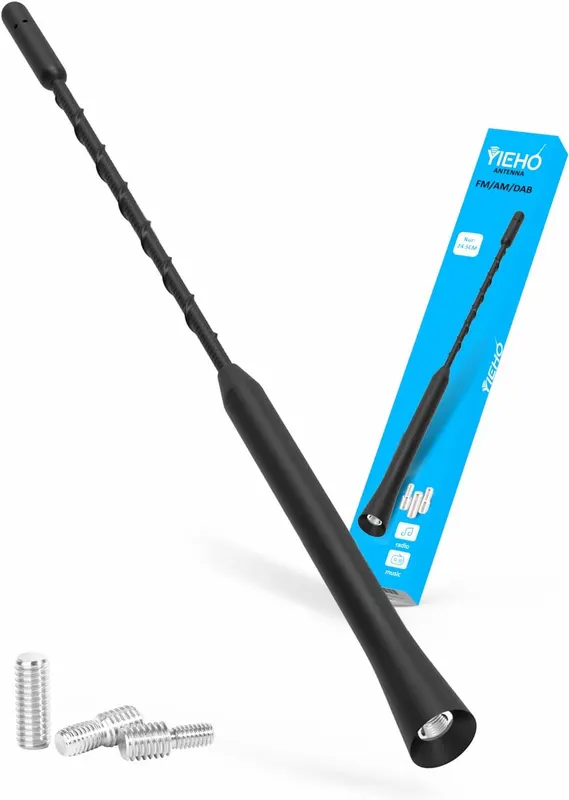 Car Aerial Antenna - Universal Black Car Aerial for All Models - Car Radio Antenna DAB FM Reception - DAB Screw in Car Ariel 24.5cm