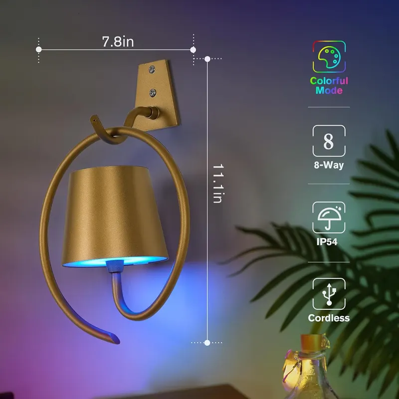 Беспроводной настенный LED светильник Faithorse (Аккумулятор), RGB, Золотой