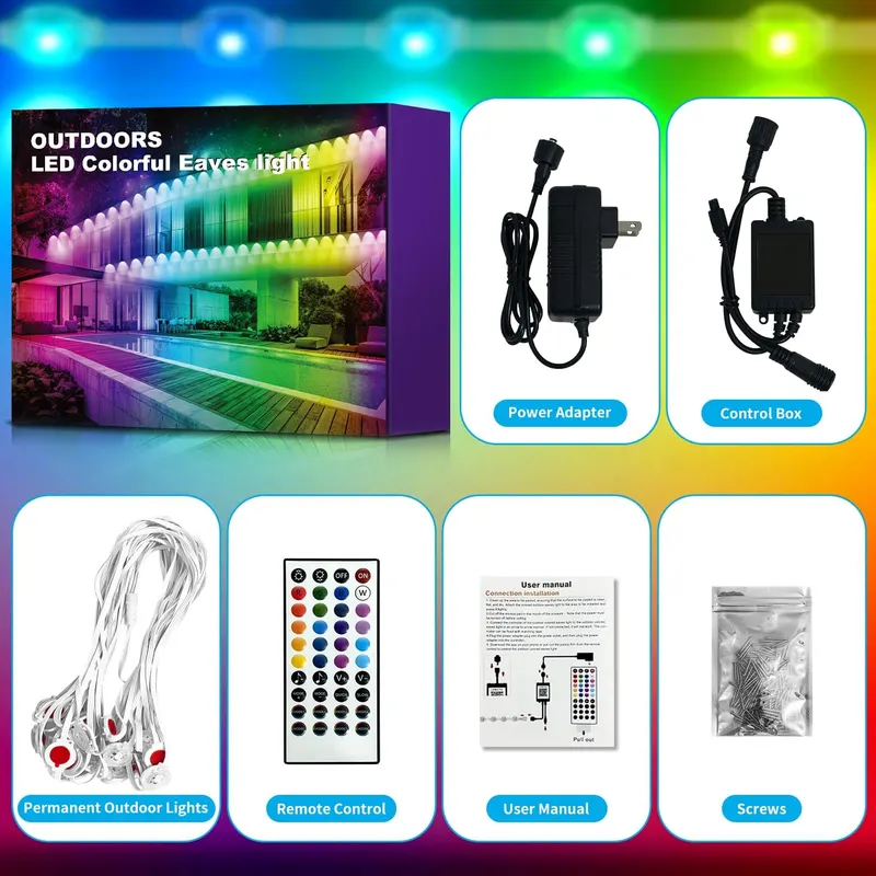 Умная уличная LED гирлянда XINKAITE (60 метров, 250 RGB+IC), Wi-Fi, Водонепроницаемая IP67