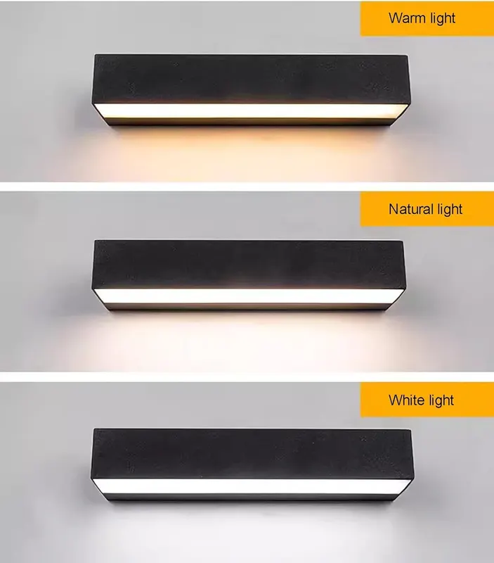 Уличный настенный LED светильник BESNUT (12W, 20 см, IP65), Прямоугольный бра, Черный