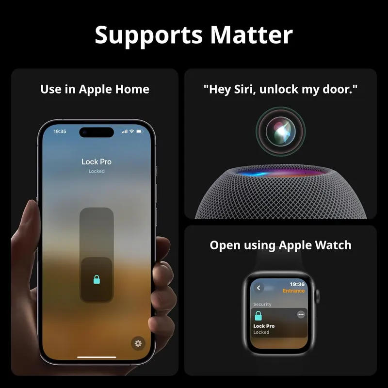 Умный Wi-Fi замок SwitchBot Smart Lock Pro с сенсорной клавиатурой и отпечатком пальца, Поддержка Matter