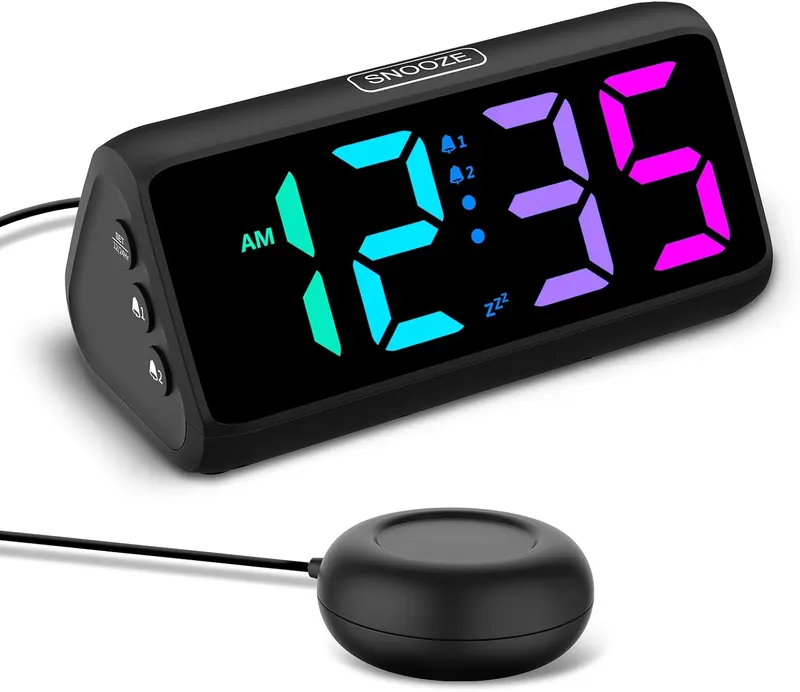Вібро будильник Netzu Bed Shaker RGB підсвітка 2 часу гучний сигнал для людей зі сном