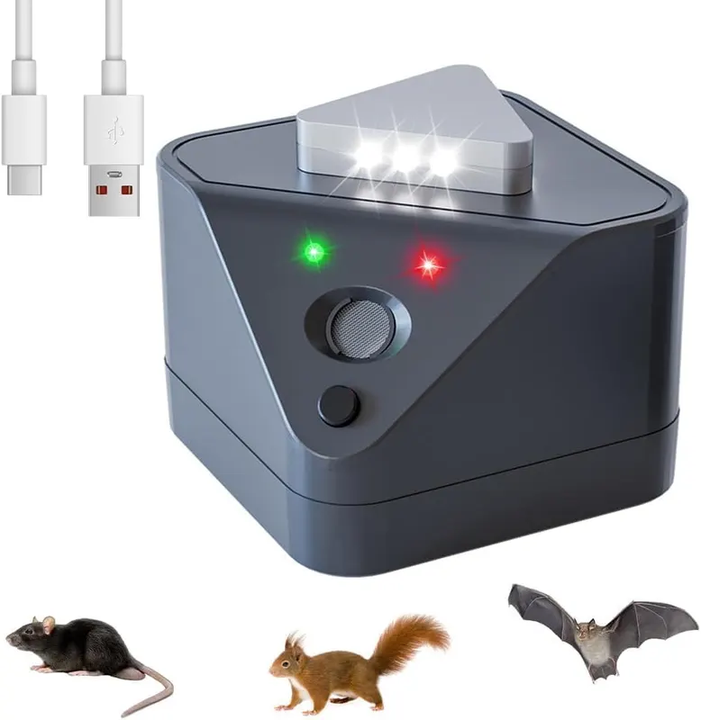 Rodent Repellent Ultrasonic Plug in, Rats Deterrent Indoor with 4 Modes for Attic House Warehouse Basement Garage Office, Sound Frequency 15kHZ