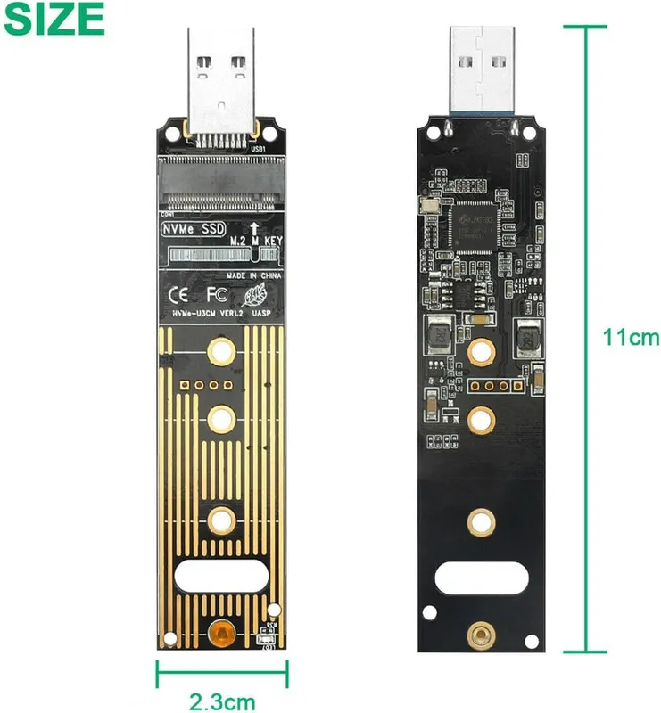 M.2 NVME SSD to USB 3.1 Adapter, Portable M.2 PCIe Based M Key Hard Drive Converter Reader for 2230/2242/2260/2280 SSD