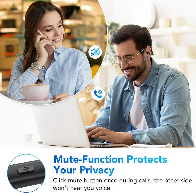 Беспроводная Bluetooth-гарнитура V5.3 с двумя микрофонами ENC