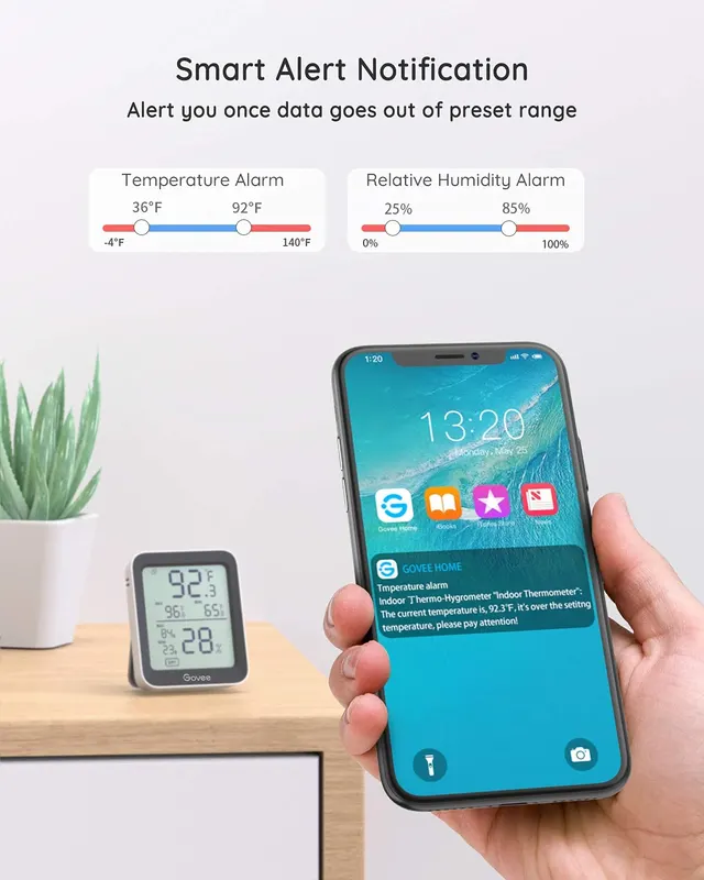 Цифровий Bluetooth термогігрометр Govee H5075 для приміщень, зі сповіщеннями в додатку та експортом