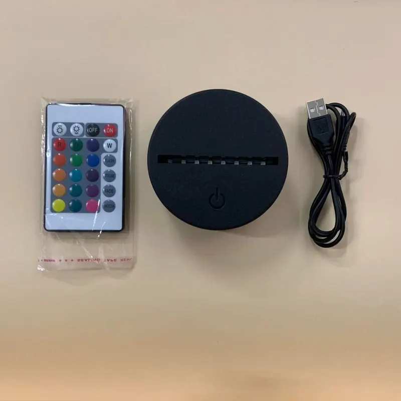 Lamp Bases 3D LED Night Light Lamp Crack Base Glowing USB Cable Touch Sensor 7 Color Changing Battery Powered Remote Controller Base Prize - (Color: black with remote)