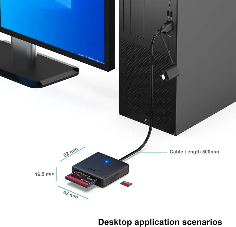 Кардридер BENFEI 4-в-1, USB 3.0/USB-C, для карт SD, MicroSD, MS, CF, для iPhone и Mac