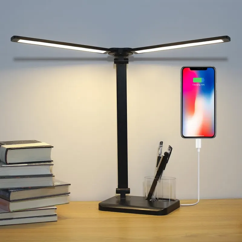 Світлодіодна настільна лампа iVict з подвійним плафоном, USB-портом, таймером, сенсорним керуванням та 5 режимами
