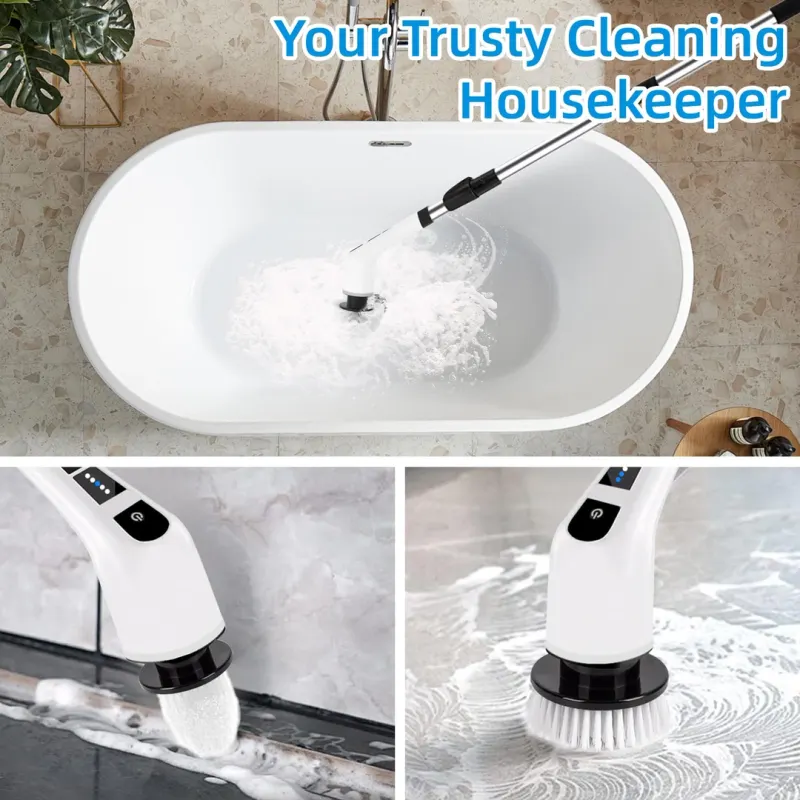 Электрическая щетка для уборки Gmiigu, аккумуляторная, с регулируемой ручкой и 9 насадками, для ванной, кухни