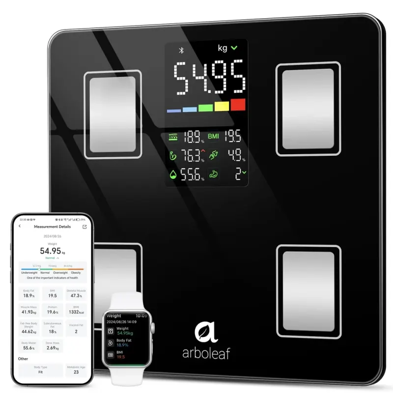 Цифрові розумні ваги-аналізатори arboleaf до 180 кг/400 lbs з Bluetooth, великим LED-дисплеєм та додатком