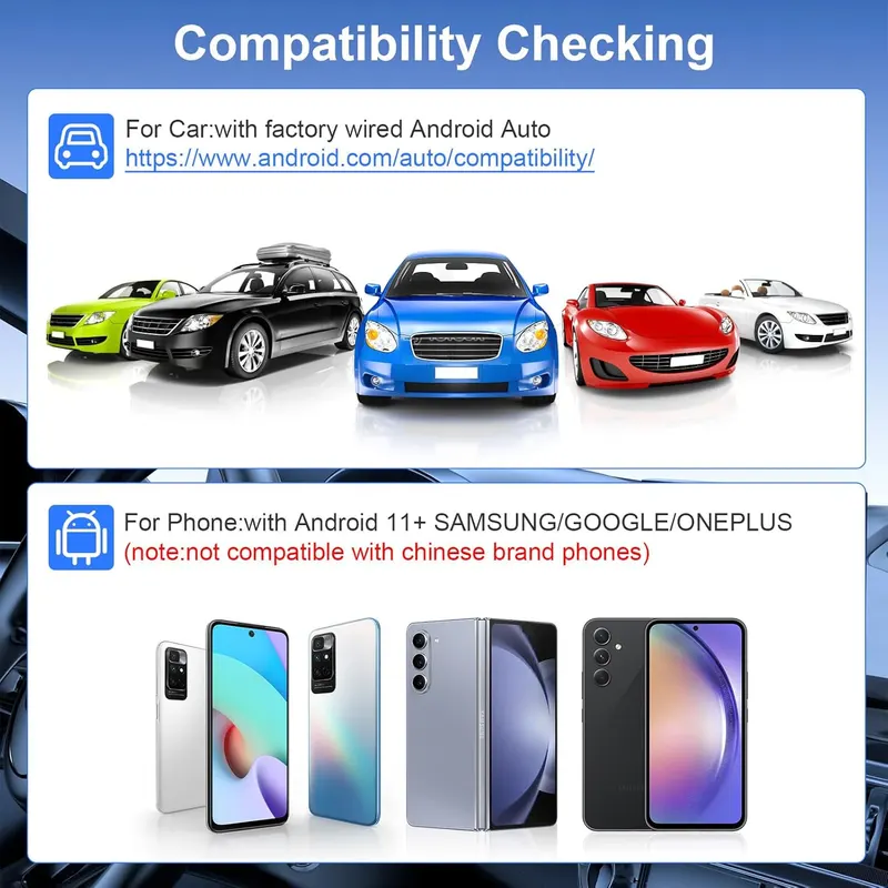 Беспроводной адаптер Android Auto, 5ГГц Wi-Fi, Plug & Play, для штатных систем