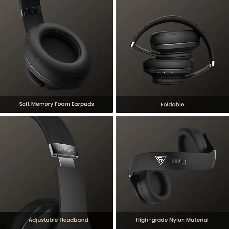 Наушники DOQAUS CARE 1, 90ч, Bluetooth 5.4, 9 EQ, Hi-Fi Bass, микрофон, App Control, синие