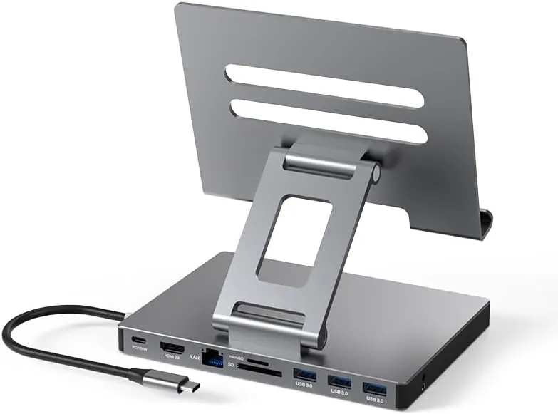 Хаб-підставка NOVOBAY ST901 для iPad Pro/Air, USB-C, 4K 60Hz HDMI, PD, SD/TF, 3xUSB 3.0, Audio