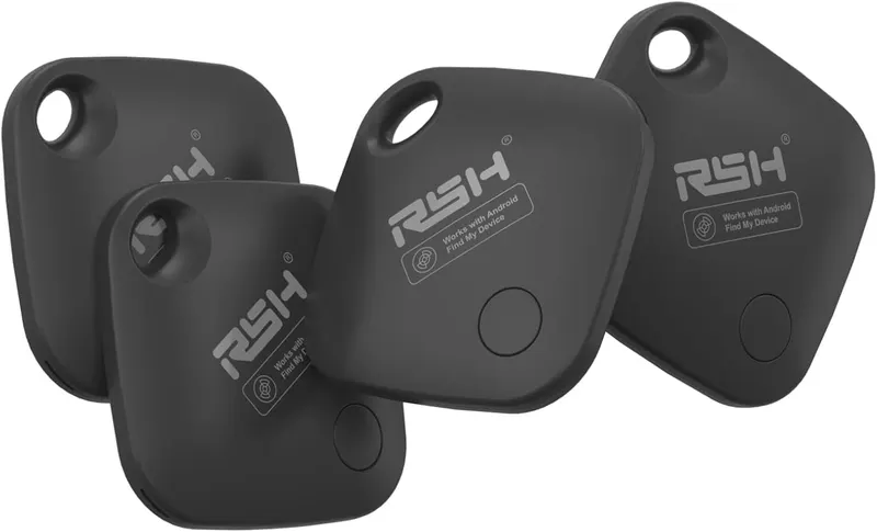 Bluetooth-трекер RSH (4 шт) для Android, Google Find Hub, для ключей, багажа, кошелька (Черный)
