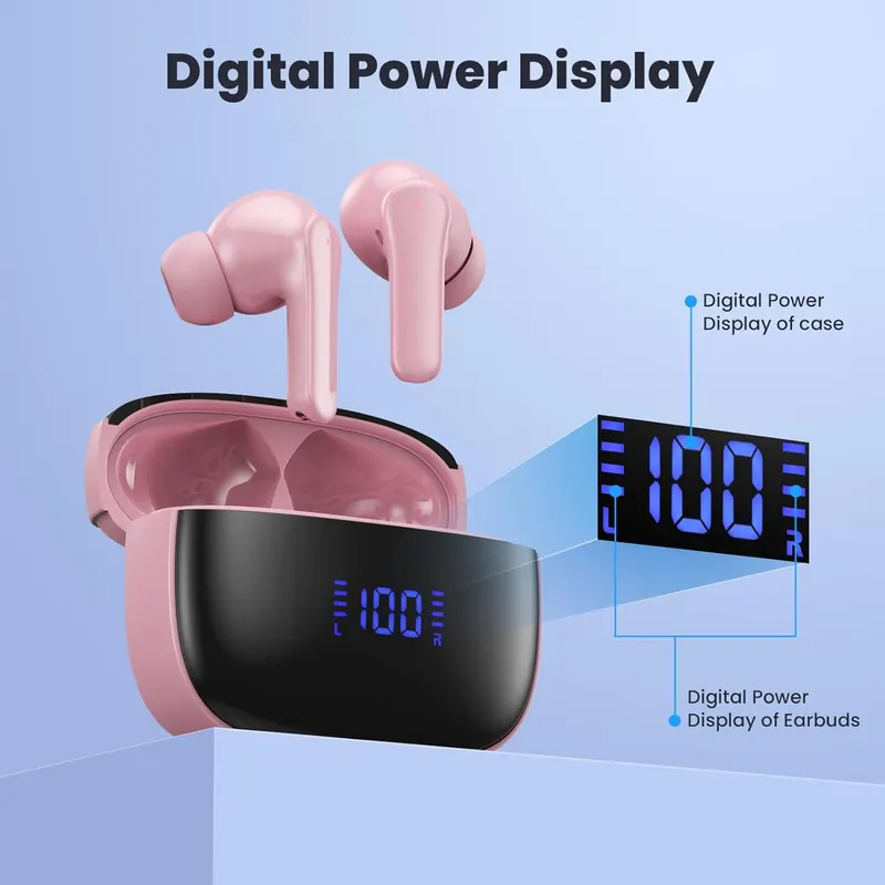 Наушники S05-0775 (Черные) TWS, Bluetooth 5.3, 50ч, 4-ENC, IP7, LED-дисплей, Deep Bass