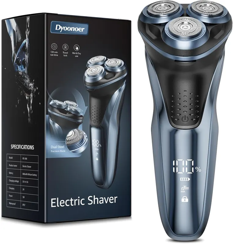 Электробритва мужская (Foil Shaver) IPX7, Влажное/Сухое бритье, Триммер, Дорожная блокировка