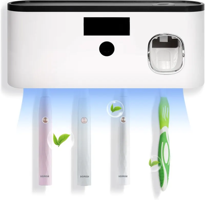 Стерилізатор зубних щіток UV (Тримач) з дозатором пасти, USB, Настінний, 5 слотів