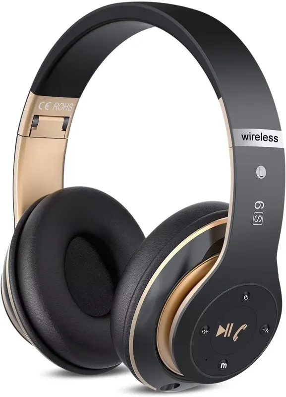 Беспроводные наушники 6S (Black & Gold), Bluetooth 5.0, Hi-Fi, FM-радио, Складные, SD-карта