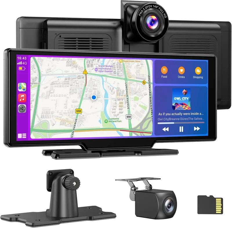 Портативний дисплей ESSGOO 10.26" IPS, Wireless CarPlay, 4K Відеореєстратор