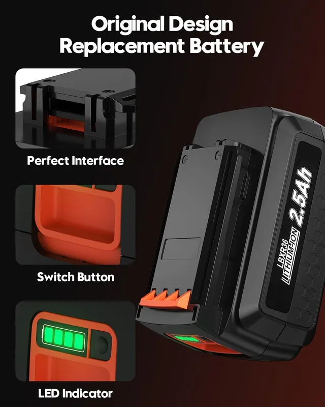 Аккумулятор для Black&Decker 36V/40V (LBXR36), 2500mAh Li-ion, Замена оригинала