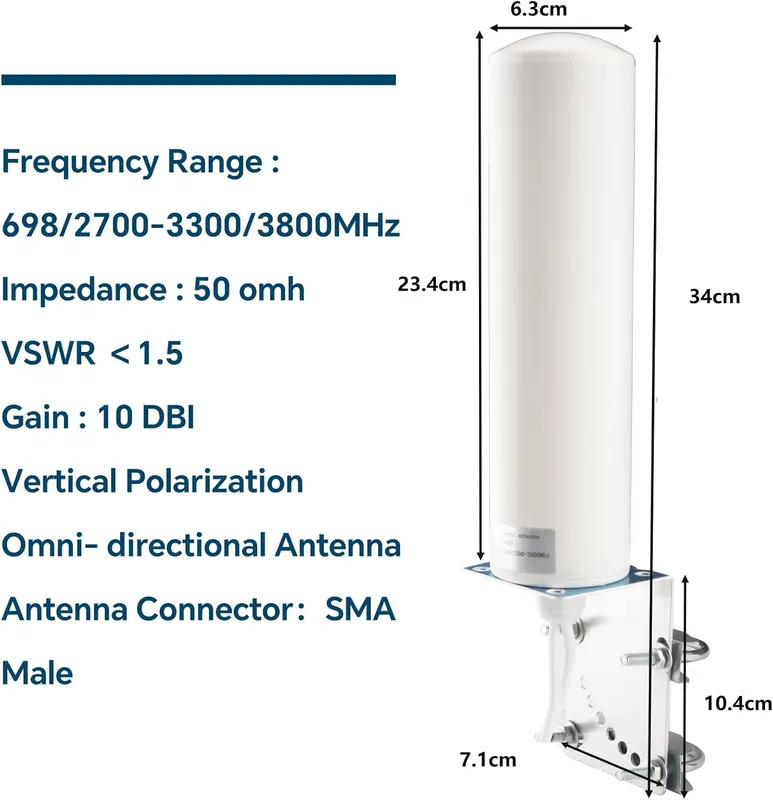 Антенна 4G/5G LTE уличная (MIMO), 10-12 dBi, Кабель 5м SMA/TS9, Усилитель сигнала